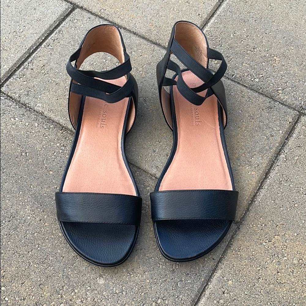 Gentle Souls Black Sandals with Elastic Straps